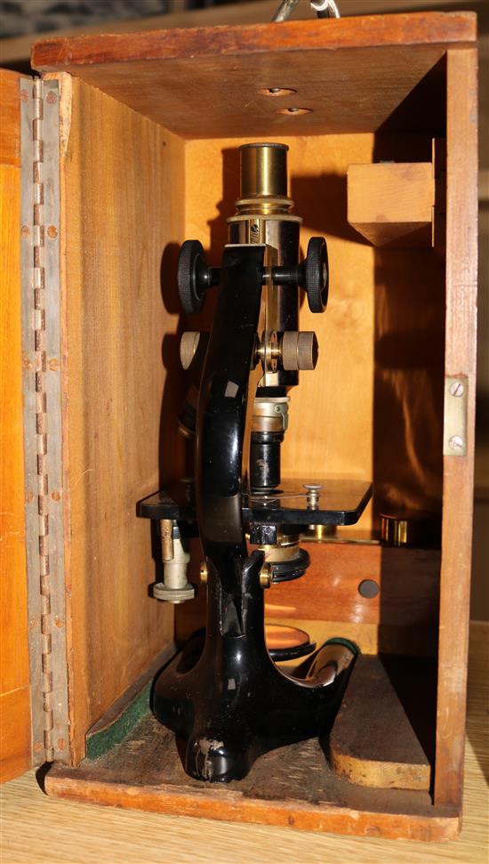 A cased microscope